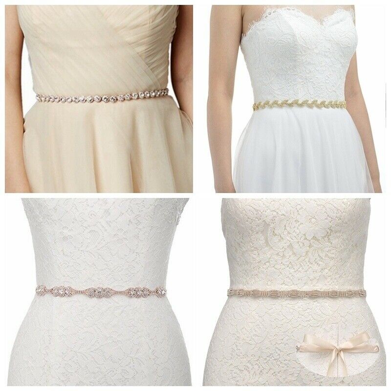 Crystal Chain Bridal Sashes Belts Rhinestone Wedding Bridesmaid Prom Dress Belt