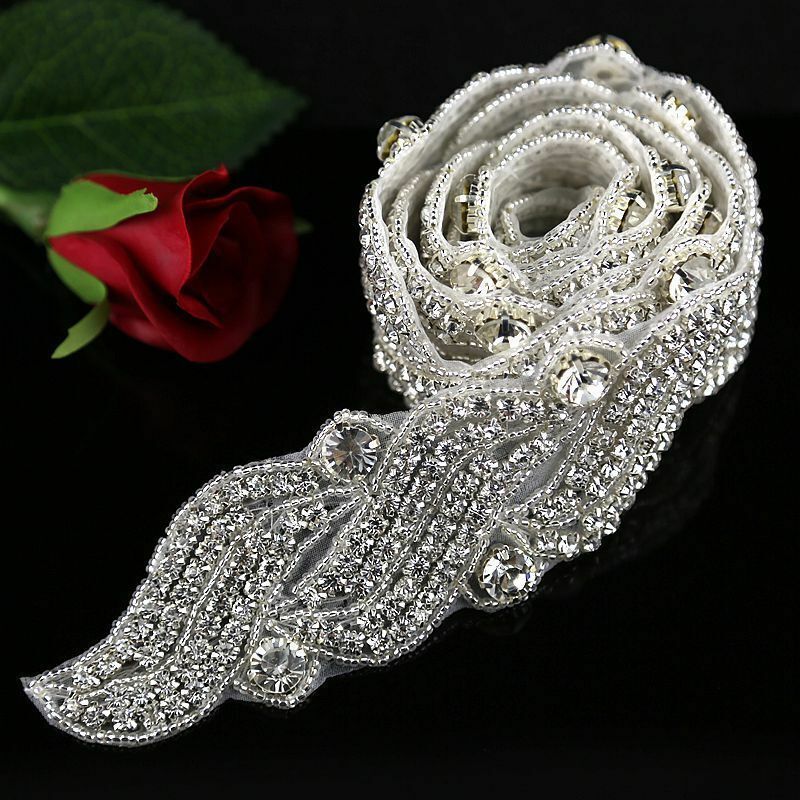 Rhinestone Crystal Trim Applique Bridal Sash Diy Handmade Wedding Accessories