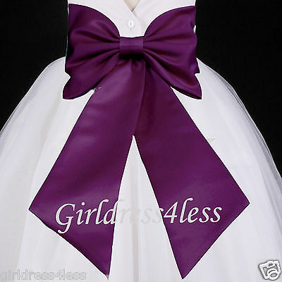 Wedding Flower Girl Dress Sash Bow Waistband Belt S M L 6m 12m 18m 2 4 6 8 10 12