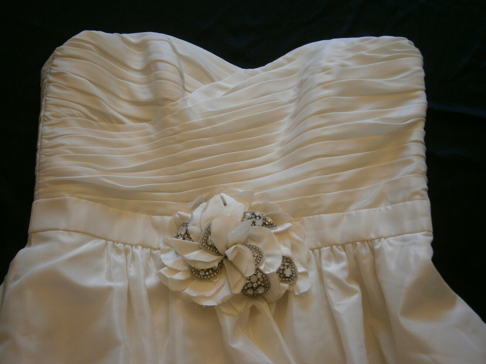 Kleinfeld Wedding Dress Sash Belt Swarovski Crystals Ivory Silk Satin Flower New